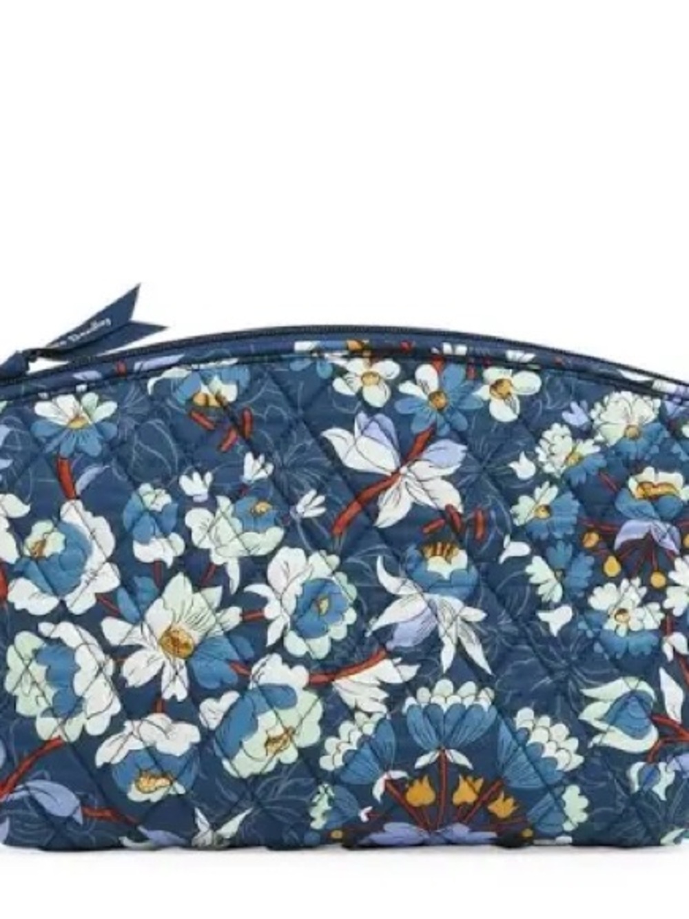 Vera Bradley Navy Blue Floral Bursts Grand Traveller Quilted Cosmetic Pouch Bag